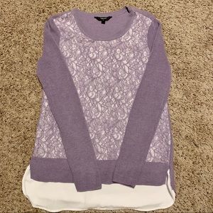 Purple lace detail sweater